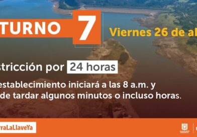 26 de abril: Municipios y Barrios que tendrán racionamiento de agua en Bogotá en el turno 7