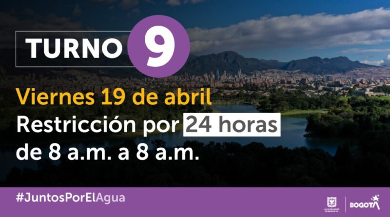 Estos barrios tendrán racionamiento de agua en Bogotá este 19 de abril