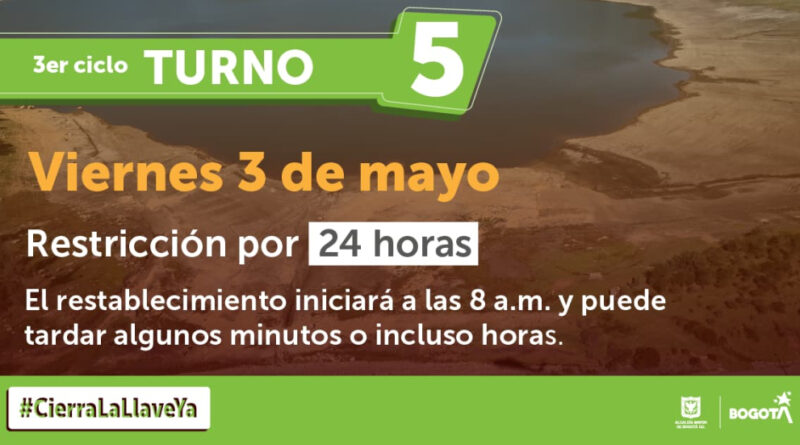 Barrios que tendrán racionamiento de agua en Bogotá este 3 de mayo 2024