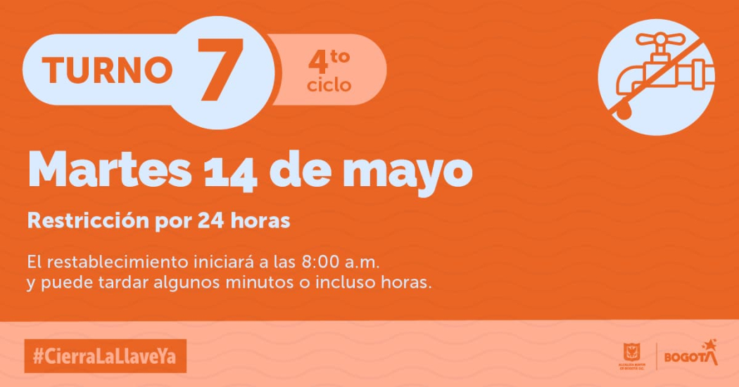 Mosquera, Madrid, Funza, Fontibón y más localidades con racionamiento de agua en Bogotá martes 14 de mayo